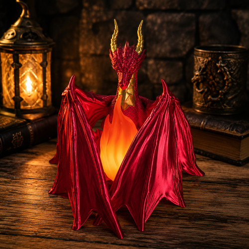 Red dragon flame lamp with - dragon,