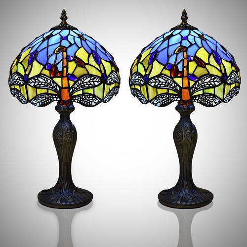 Pair tiffany style table - pair,