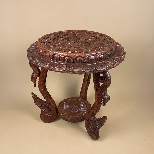 Oriental side table carved - oriental,