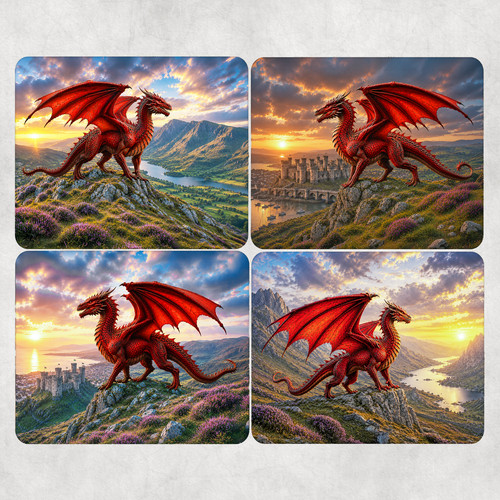 Welsh dragon placemats set - dragon,