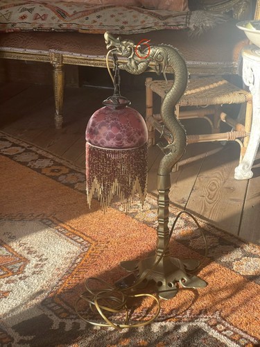 Antique brass dragon table - dragon,