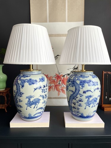 Pair hand painted blue - pair,