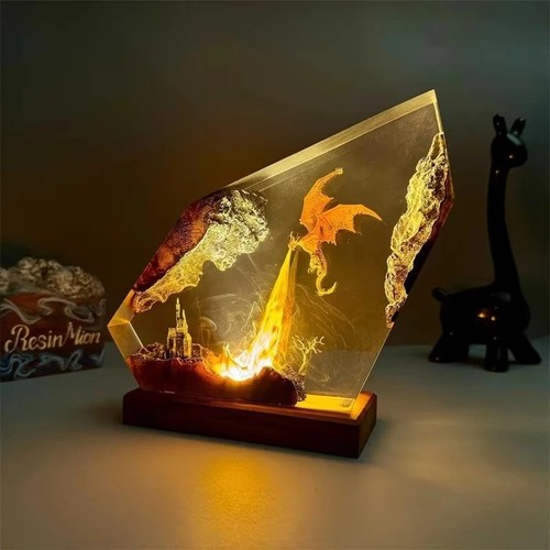 Resin dragon lamp handmade - dragon,