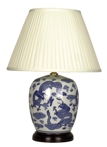 Blue ceramic lamp oriental - blue,