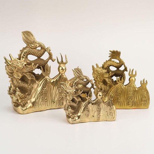 Brass dragon statue - brass, shui