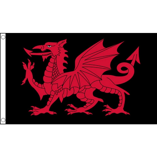 Welsh dragon black - welsh, flag