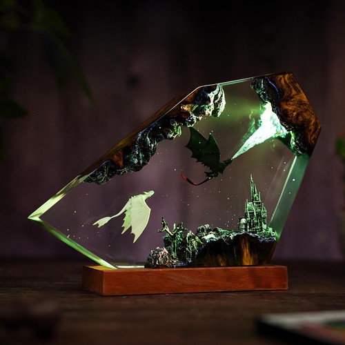 Dragon resin night light table - resin,
